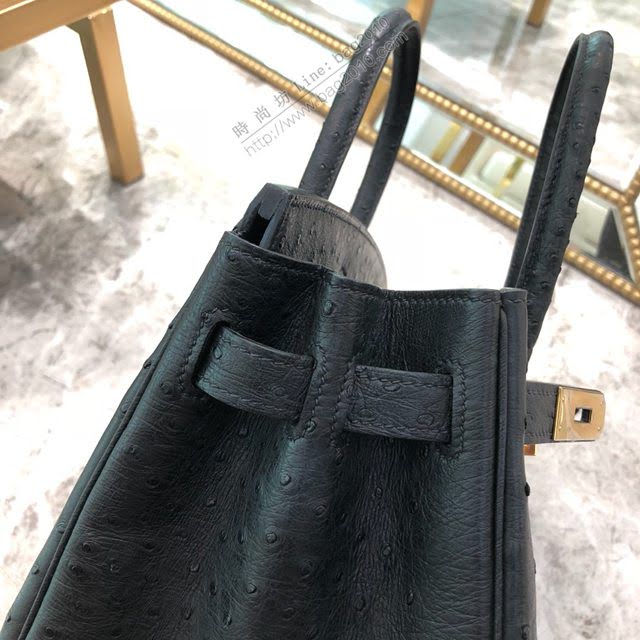 Hermes女包 愛馬仕Birkin30cm Hermes鉑金包 進口k級鴕鳥皮 手工蠟線縫製 Hermes鴕鳥皮手提女包  am1987